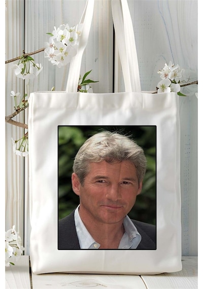 Art Hediye Richard Gere Baskılı Bez Çanta Omuz Çantası Kişiye Özel Desen 1 Çok Renkli