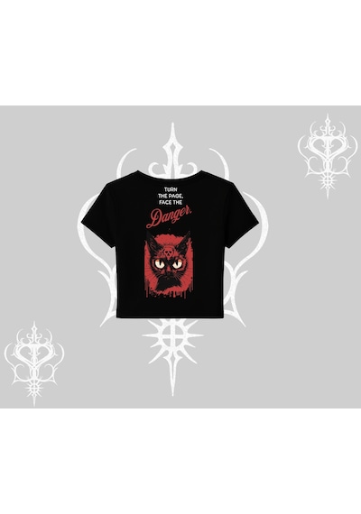Tarzsokak Gotik Kedi Arka Baskılı Babby Tee Tshirt Siyah