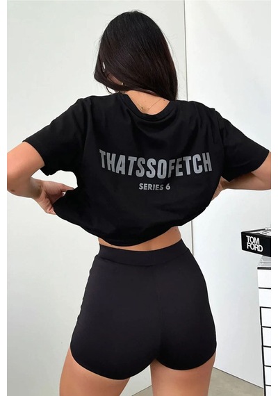 Siyah Oversize Fetch Series 6 T-shirt - Oversize Baskılı SIYAH