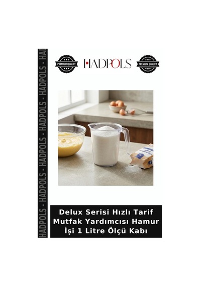 Delux Serisi Hızlı Tarif Mutfak Yardımcısı Hamur İşi 1 Litre Ölçü Kabı Şeffaf
