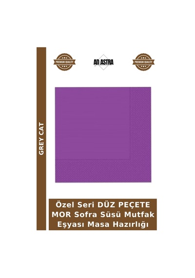 Özel Seri Düz Peçete Mor Sofra Süsü Mutfak Eşyası Masa Hazırlığı