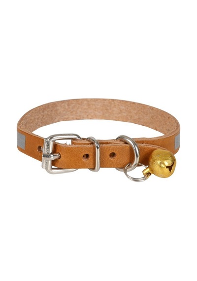 Cattie Reflektörlü Deri Kedi Boyun Tasması M 1x21-25CM Camel