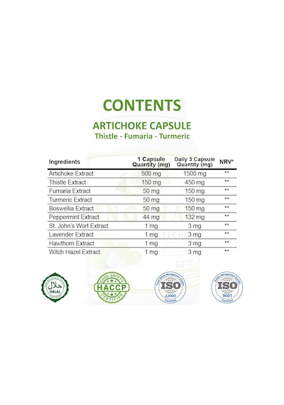 Gökçek Şifa 1000 MG Enginar (Artichoke Capsule) 60 Kapsül