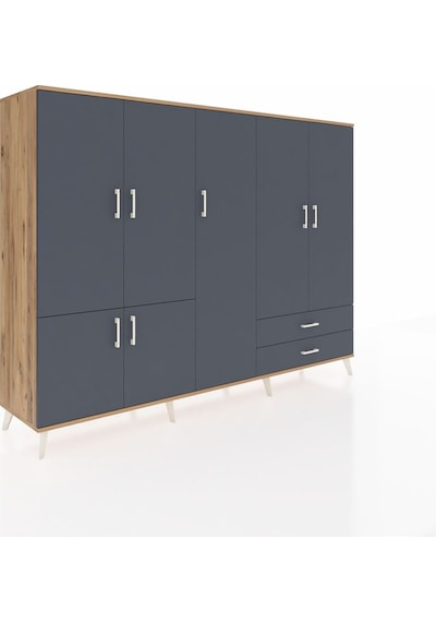 Hyperion Dolap 12 Raflı 2 Çekmeceli 7 Kapaklı 220x44x163 Çam-antr Çam-antrasit