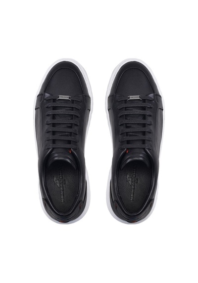 Siyah Bağcıklı Sneaker Erkek Ayakkabı -92115--antik Siyah 201 - Taban Rnk Beyaz Çok Renkli