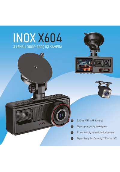 Inox-x604 Wifi 3 Kameralı Araç Kamerası