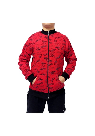Wingetstar Erkek Sweatshirt Kırmızı Yazılı Desen Kırmızı-yazılı