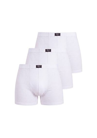 Arma Yıldız Beyaz Erkek Boxer Düz 3'lü Paket Pamuklu Likralı