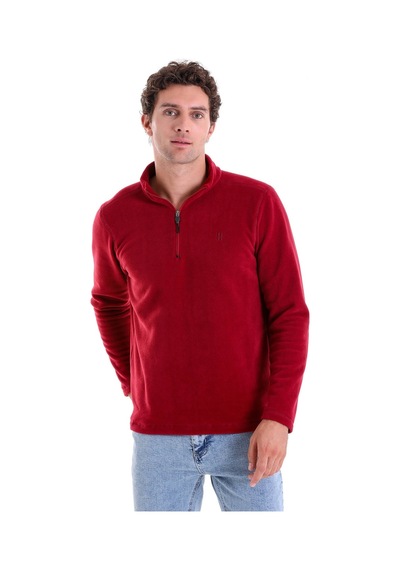 Hatemoğlu Regular Fit Düz Tam Boy Fermuarlı Polar Sweatshirt Bordo Hatemoğlu Regular Fit Düz Tam Boy Fermuarlı Polar Sweatshirt Bordo