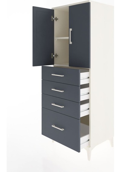 Hyperion Dolap 2 Raflı 4 Çekmeceli 2 Kapaklı 60x44x163 Aytaşı-antrasit Aytası