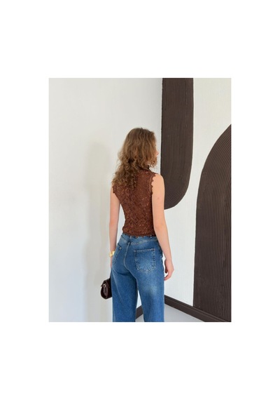 Verymoda Dantel Yelek D3026 Kahve