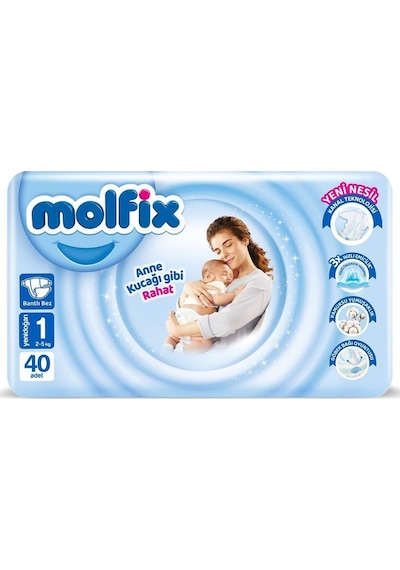 Molfix Yenidoğan Bebek Bezi 1 Numara 2-5 Kg 40 Adet