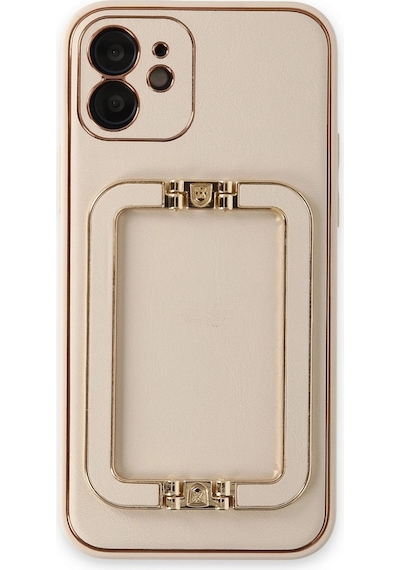 Apple iPhone Uyumlu 12 Kılıf Coco Elit Kapak - Gold Düz Renkli