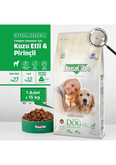 Adult Dog Lamb Rice Bonacibo Kuzu Etli Ve Pirinçli Yetişkin Köpek Maması 15 Kilo