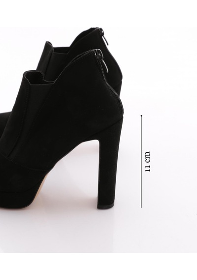 Dgn 611 Kadin Topuklu Bot Siyah Velvet