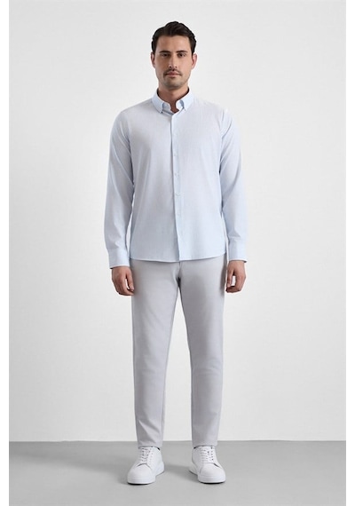 Süvari Buz Mavi Slim Düğmeli Yaka Casual Gömlek Gm1008400366-m01