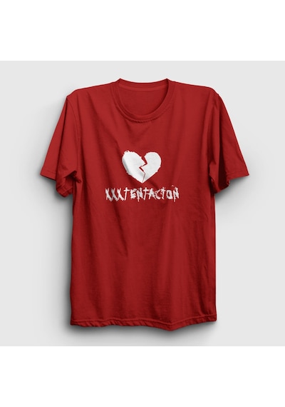 Presmono Unisex Broken Heart Xxxtentacion T-shirt Kırmızı