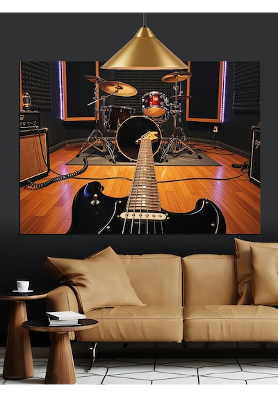 Müzik Aletleri Modern Sanat Dekoratif Kanvas - Mdf Ahşap Tablo