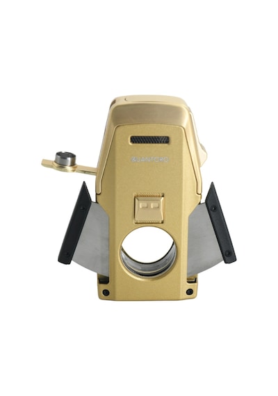 Quantoro Çift Torch Pürmüz Düz Kesici/delicili Gold Metal Puro Çakmağı - Trz1128