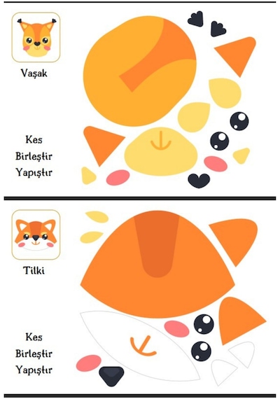 Okul Öncesi Ve Birinci Sınıflar İçin Kes-yapıştır Seti Hayvanlar