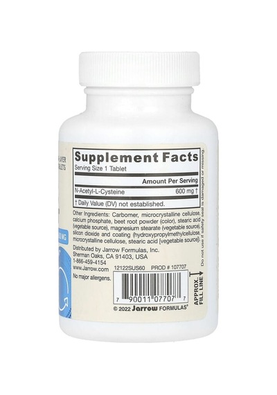 Jarrow Formulas, Vegan N-a-c Sustain, 600 Mg, 60 Tablets