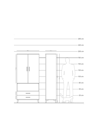 Hyperion Dolap 5 Raflı 2 Çekmeceli 2 Kapaklı 88x44x195 Çam-ay... Çam