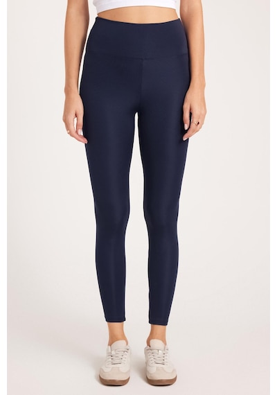 Tudors Kadın Slim Fit Dar Kesim Scuba Kumaş Beli Lastikli Lacivert Tayt-40373 Lacivert