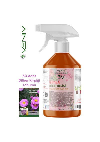 3v Viola 500 Ml Çiçeklendirici + 50 Dilber Kirpiği Tohumu Doğanın Zarif Dokunuşu 2