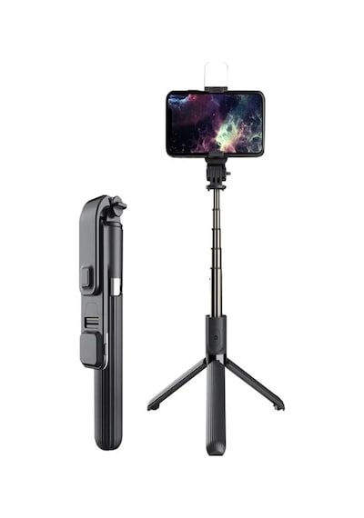 Led Işıklı Tripod Standı Kablosuz Bluetooth Uzaktan Kumandalı Selfie Çubuğu Çubuğu Yeni Youtuber