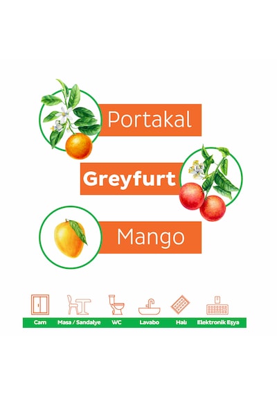 Puretex Yüzey Temizlik Havlusu Turuncu Meyveler 3x100 300 Yaprak Beyaz