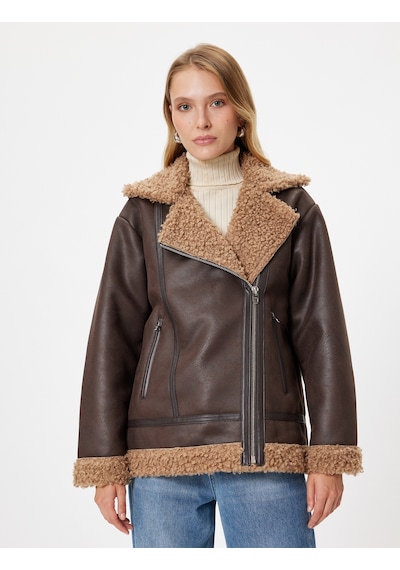 Koton Koton X Sima Tarkan - Yakası Suni Kürklü Fermuarlı Cepli Suni Deri Oversize Biker Ceket Kahverengi 5wak20163ew Kahve Koton Koton X Sima Tarkan - Yakası Suni Kürklü Fermuarlı Cepli Suni Deri Oversize Biker Ceket Kahverengi 5wak20163ew Kahve