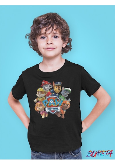 Bumeta Paw Petrol Chase Rocky Rubble Skye Zuma Karakter Characters Çocuk Tişört T-shirt Siyah