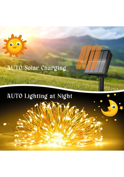 Dış Mekan İçin Solar String Işıklar, 200 Led 72 Ft Güneş Işığı Dış Mekan Su Geçirmez 8 Modlu, Güneş Iş