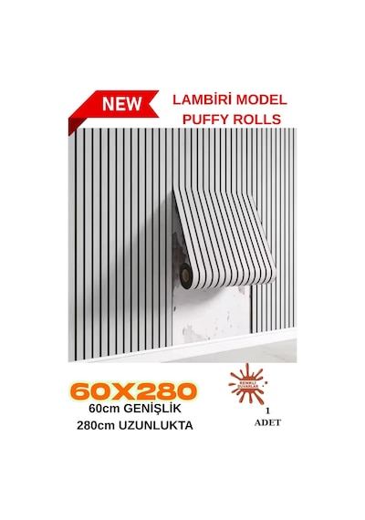 60cm X 280cm 1 Adet Kendinden Yapışkanlı Açık Gri Lambiri Desenli Duvar Paneli Kağıdı Yg006