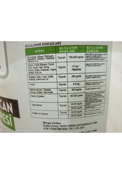 Teoxfarm Katı Solucan Gübresi 5 Kg 5 KG