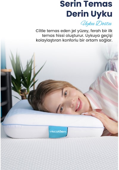 Viscofoam Lüks Terletmeyen Ortopedik Yastık Serinleten Visco Yastık Jelli Yastık 60x40x11cm