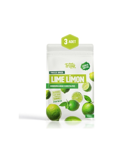Dondurularak Kurutulmuş Lime Limon 16 G Freeze Dried Meyve Cipsi Çıtır Meyve Kurusu 3 Adet 18 G