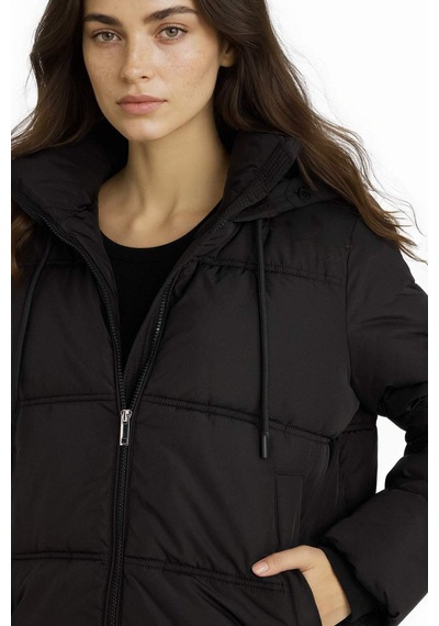 Defacto Regular Fit Kapüşonlu Fermuarlı Şişme Mont F1944ax25wnbk27 Siyah-bk27