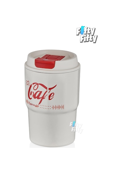Vagonlife 2'li Çelik Termos-kahve Bardağı Seti 750ml Çift Kullanım Termos//450ml Mug Kahve Bardağı Beyaz