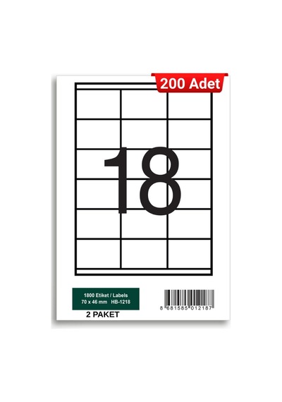 Herboy Hb-1218 70 X 46 Mm A4 Laser Etiket 200 Adet