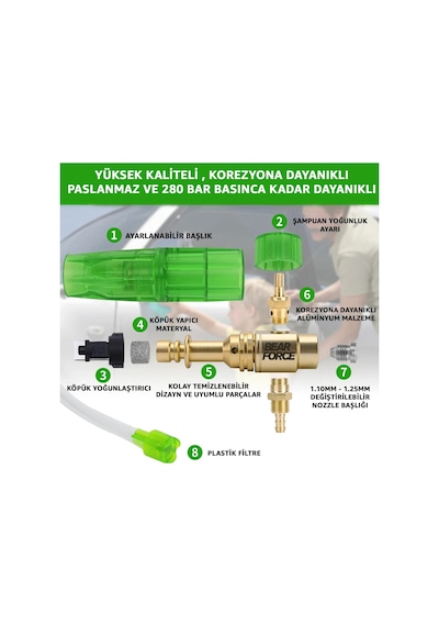 Robeve Bear Force Foam Lance Köpük Yapıcı Aparat 1l Köpük Aparatı Basınçlı Yıkama Makineleri Için Köpük Aparatı Çift Nozzle Ile Birlikte Foam Canon Karcher K Serisi Uyumlu