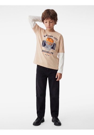 Koton Pamuklu Kontrast Reglan Kollu Bisiklet Yaka Uzun Kollu Baskılı Tişört Bej 7wkb10399tk Ekru Koton Pamuklu Kontrast Reglan Kollu Bisiklet Yaka Uzun Kollu Baskılı Tişört Bej 7wkb10399tk Ekru