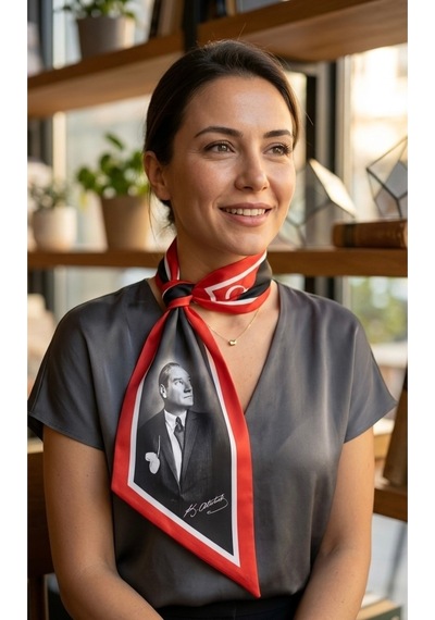 K.atatürk Temalı Desen Kravat/fular Çok Renkli