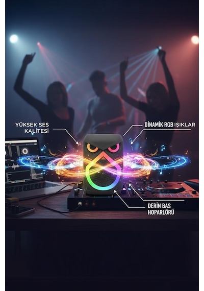 Torima D80 12 W Rgb Işıklı Mikrofonlu Kablosuz Taşınabilir Hoparlör