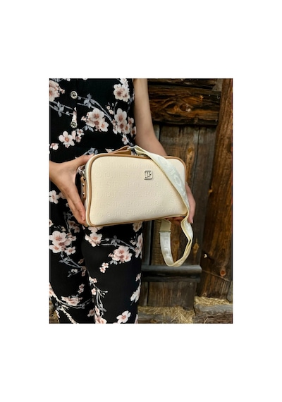 Just Polo Kadın Kabartma Baskılı Omuz Çantası Krem - Camel 00869247