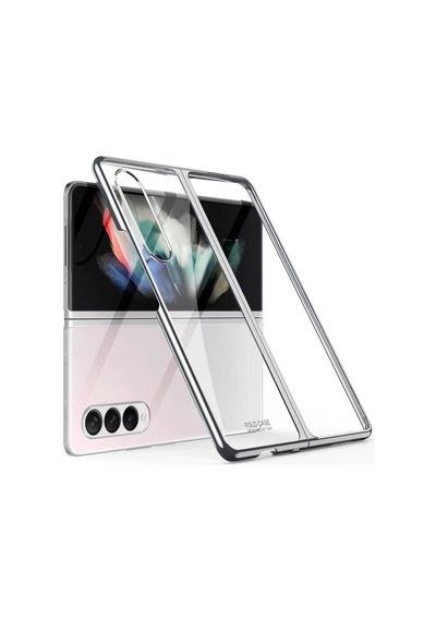 Galaxy  Uyumlu  Z Fold 3 Kılıf Zore Kıpta Kapak Gümüş