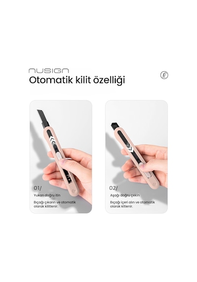 Nusıgn Maket Bıçağı 9mm Sk5 Çelik 13 Parça Kırılabilir Bıçak Beyaz
