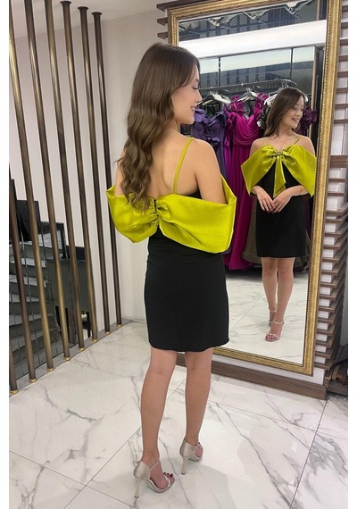 By Saygı Kadın İp Askılı Taş İşlemeli Astarlı Saten Fiyonk Detaylı Kısa Elbise-40524 Yağ Yeşili By Saygı Kadın İp Askılı Taş İşlemeli Astarlı Saten Fiyonk Detaylı Kısa Elbise-40524 Yağ Yeşili