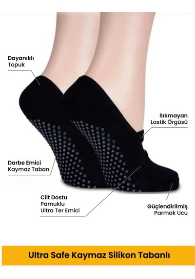 Heren Socks Heren 2'li Kadın Babet Çorap Pamuklu Kaymaz Silikon Taban Yoga Pilates Dans Siyah - Yeşil Heren Socks Heren 2'li Kadın Babet Çorap Pamuklu Kaymaz Silikon Taban Yoga Pilates Dans Siyah - Yeşil