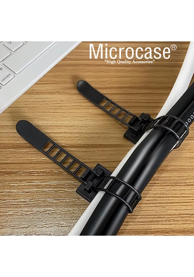 Microcase Kendinden Yapışkanlı Microcase Ayarlanabilir Yapışkanlı Kablo Düzenleyici Ve Sabitleyici Klips 10 Adet Al5409 Siyah